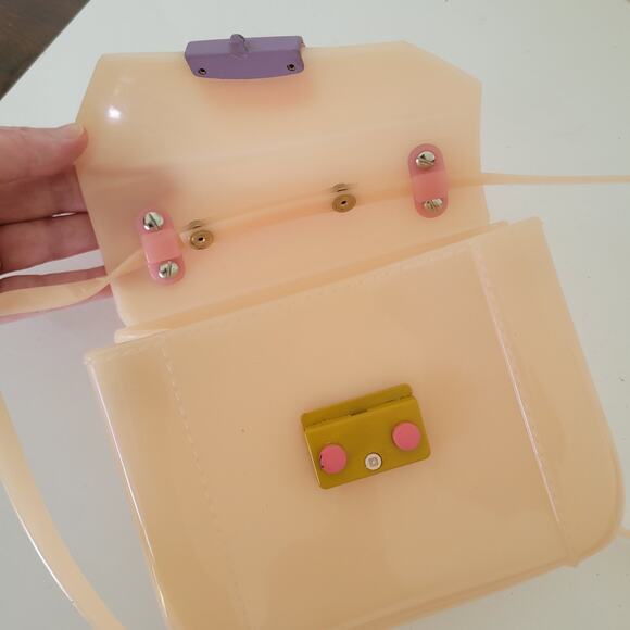 Furla Candy Bon Bon Mini Crossbody Shoulder Bag In Peachy Nude Jelly Small - Picture 3 of 12